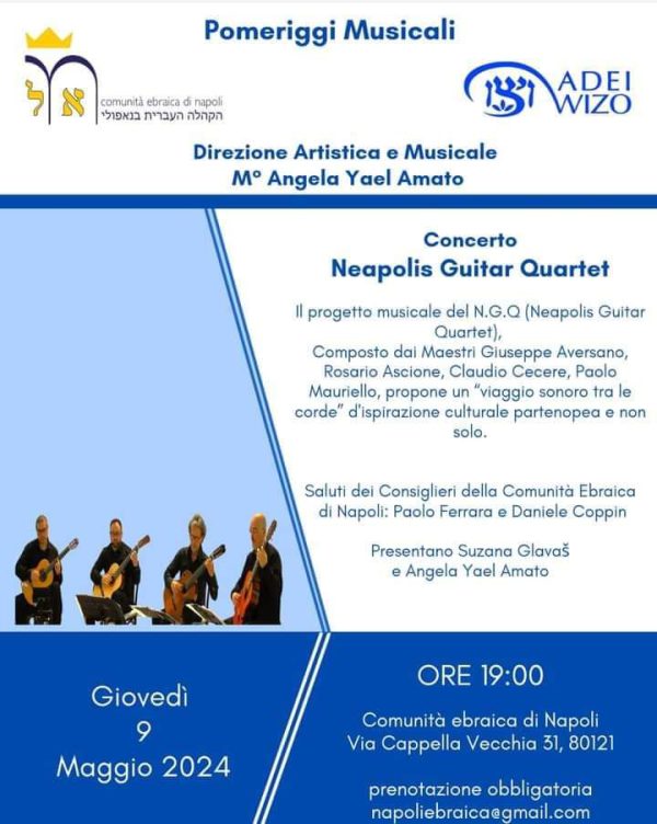 Napoli, pomeriggi musicali in sinagoga